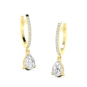 Pear Diamond Drop Hoop Earrings