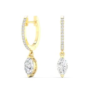 Marquise Diamond Drop Hoop Earrings