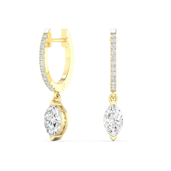 Marquise Diamond Drop Hoop Earrings