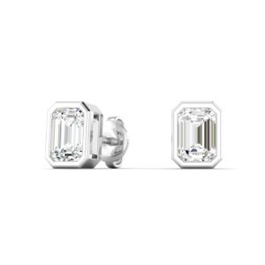 Emerald Diamond Bezel Set Studs