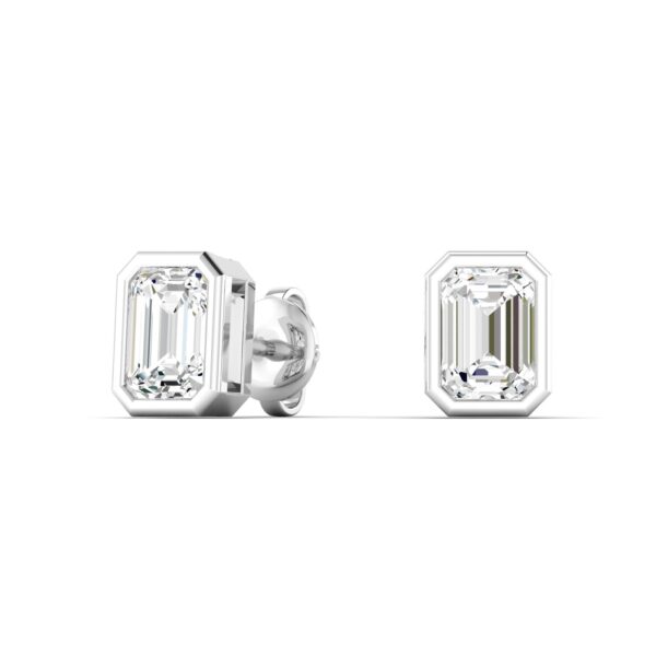 Emerald Diamond Bezel Set Studs