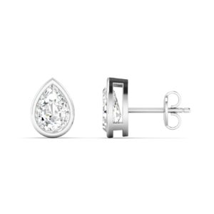 Pear Diamond Bezel Set Studs