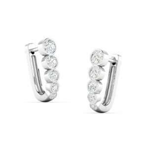 Round Diamond Bezel Set U Hoops