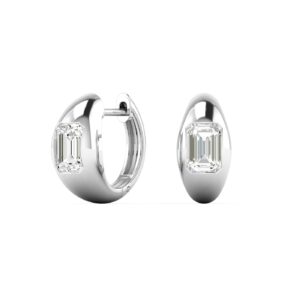 Dome Shaped Emerald Diamond Huggies