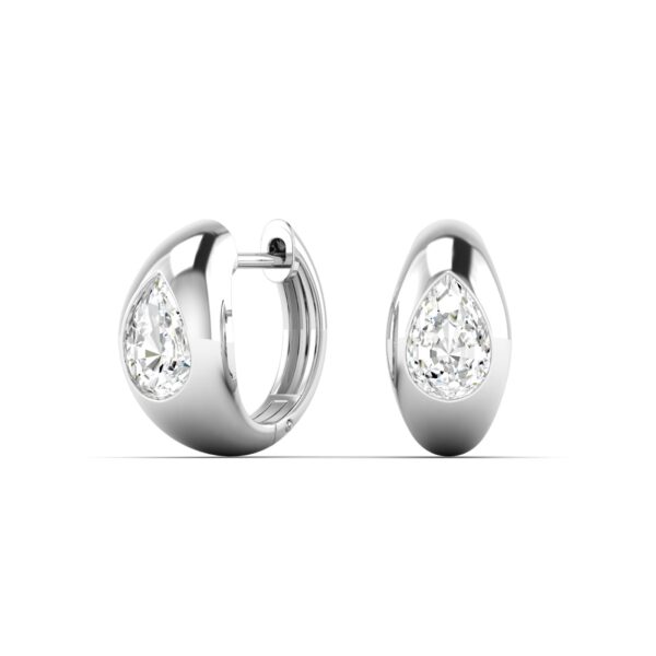 Dome Shaped Pear Diamond Huggies