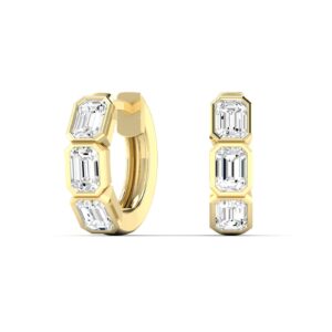 Emerald Cut Bezel Huggies