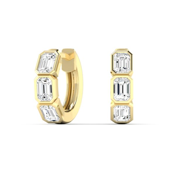 Emerald Cut Bezel Huggies
