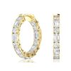 Emerald and Round Diamond Hoop Earrings - Image 5
