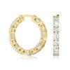 Emerald and Round Diamond Hoop Earrings - Image 6