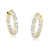 Emerald and Round Diamond Hoop Earrings - Image 4