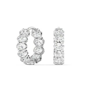 Oval Diamond Inside Out Hoop Earrings